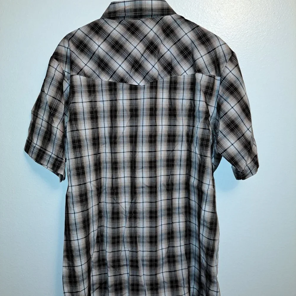 Men's Ely Cattleman Short Sleeve Plaid Western Pearl Snap Shirt XLTALL - Picture 3 of 7